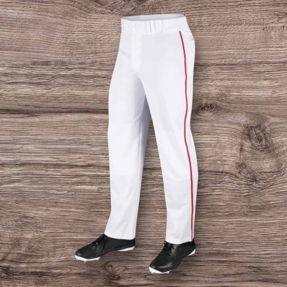 CHAMPRO MVP Youth Open Bottom Baseball Pants White Red Braid XL ~ NWT